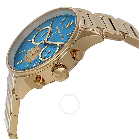 michael kors midsized pu chronograph watch|Michael Kors turquoise face watch.